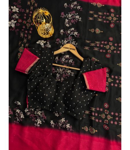 DB373 Beautiful Soft Marshmallow Silk Floral Printed Sequence Work Celebrity Inspired Sarees.(Blouse Unstitched)