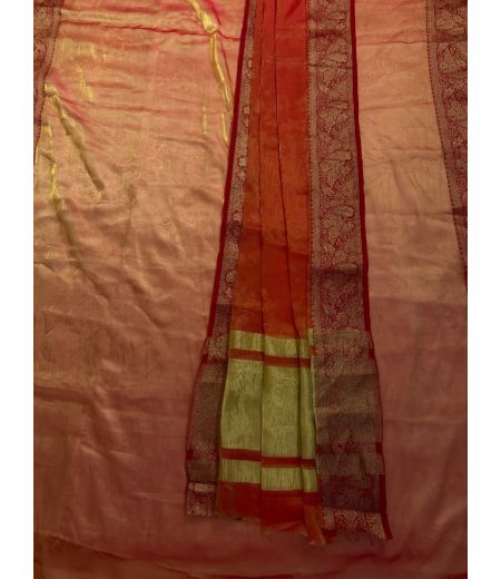 DB379 Beautiful Soft Banarsi Space Silk Saree With Running Blouse & Pallu.