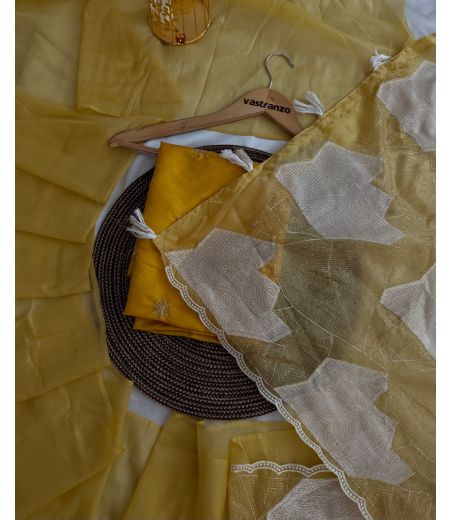 DB381 Beautiful Soft Crystal Tissue Silk Viscose Gold Zari Embroidery Work Celebrity Inspired Sarees.(Blouse Unstitched)