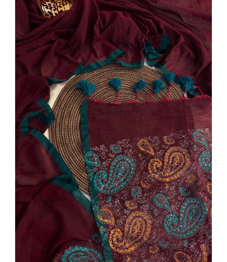 DB382 Beautiful Soft Cotton Block Printed Celebrity Inspired Saree.(Blouse Unstitched)