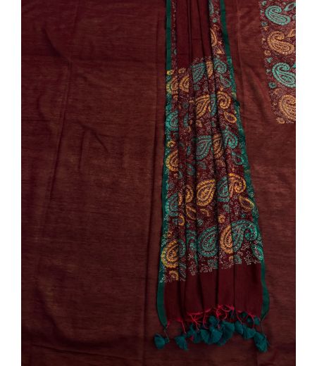 DB382 Beautiful Soft Cotton Block Printed Celebrity Inspired Saree.(Blouse Unstitched)