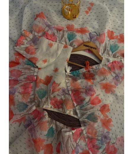 DB387 Beautiful Soft Linen Digital Printed Celebrity Inspired Sarees.(Blouse Unstitched)