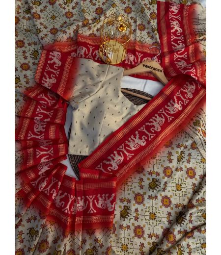 DB447 Beautiful Soft Tussar Silk Patola Celebrity Inspired Sarees.(Blouse Unstitched)