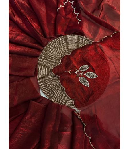 DB402 Beautiful Soft Imported Sattin Silk Handwork Celebrity Inspired Saree.