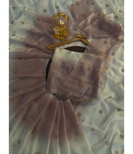 DB405 Beautiful Soft Imported Sattin Space Silk Hand Beads Butta Work Celebrity Inspired Sarees.