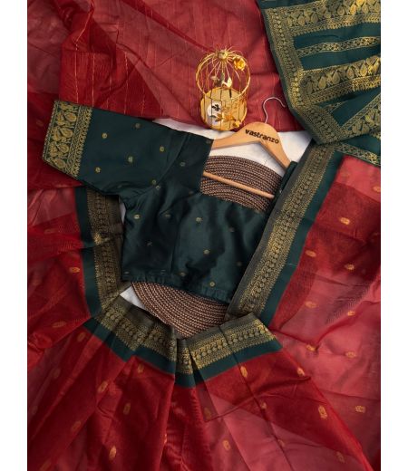 DB407 Beautiful Soft Cotton Zari Weaving Celebrity Inspired Sarees.(Blouse Unstitched)