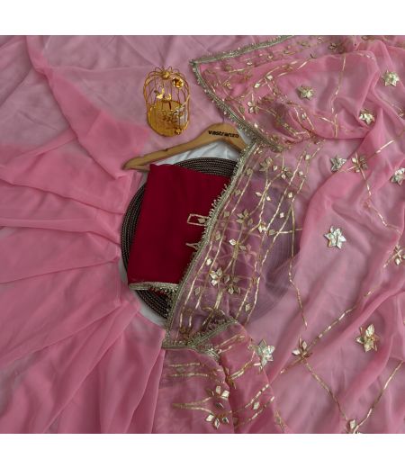 DB428 Beautiful Soft Georgette Sequence Gota Work Celebrity Inspired Saree.