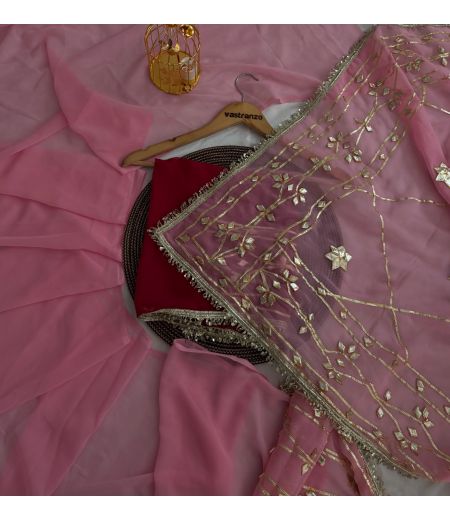 DB428 Beautiful Soft Georgette Sequence Gota Work Celebrity Inspired Saree.