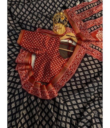 DB426 Beautiful Soft Cotton Batik Printed Celebrity Inspired Sarees.(Blouse Unstitched)