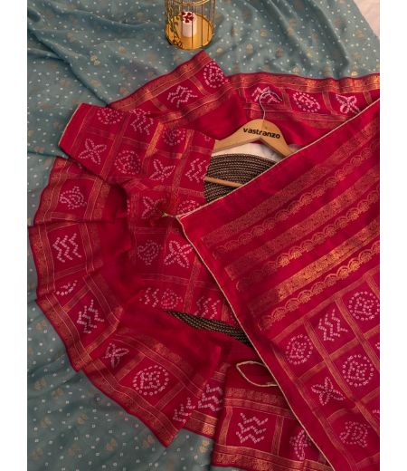 DB453 Beautiful Soft Bamber Viscose Georgette Bandhani Printed Celebrity Inspired Sarees.(Blouse Unstitched)