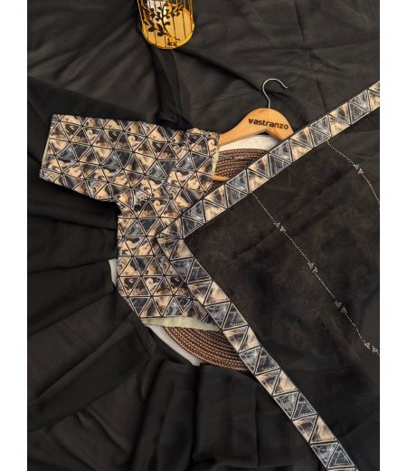 DB454 Beautiful Soft Georgette Diamond Work Celebrity Inspired Saree.(Blouse Unstitched)