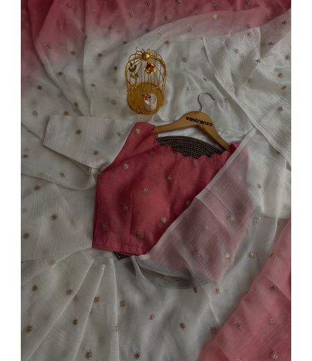 DB459 Beautiful Soft Crush Viscose Georgette Sequence Butti Work Celebrity Inspired Sarees.(Blouse Unstitched)