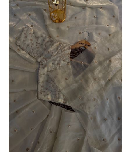 DB489 Beautiful Soft Sattin Silk Celebrity Inspired Saree with Designer Work Blouse.(Blouse Unstitched)