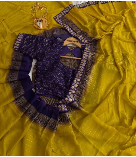 DB490 Beautiful Soft Moss Chiffon Paithani Printed Foil Work Saree with Handwork Lace Border.(Blouse Unstitched)