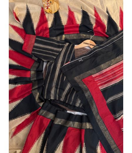 DB518 Beautiful Soft Dola Silk Ikkat Printed Celebrity Inspired Sarees.(Blouse Unstitched)