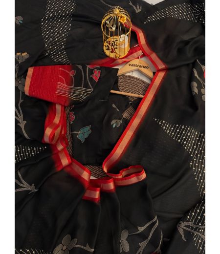 DB514 Beautiful Soft Marshmallow Silk Floral Printed Sarees with Sequence Work border.(Blouse Unstitched)