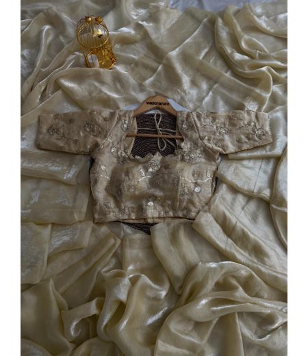 DB515 Beautiful Soft Sattin Silk Celebrity Inspired Sarees with Handwork Blouse.(Blouse Unstitched)