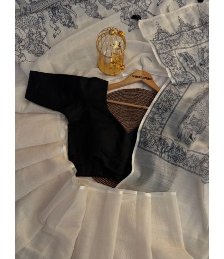 DB516 Beautiful Soft Linen Kalamkari Printed Celebrity Inspired Saree.(Blouse Unstitched)