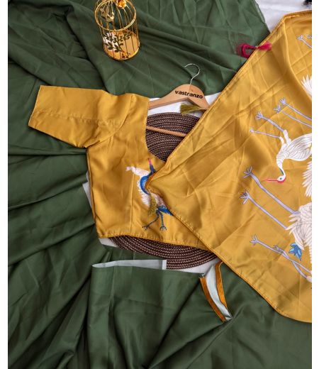 DB534 Beautiful Soft Crape Silk Swan Digital Printed Celebrity Inspired Saree.