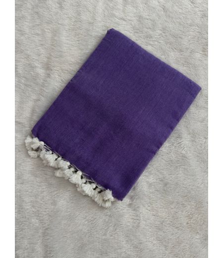 DB532 Beautiful Soft Plain Mulmul Cotton Celebrity Inspired Sarees With PomPom Border.