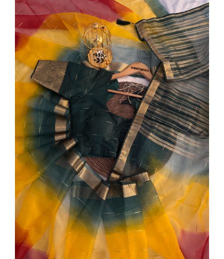 DB543 Beautiful Soft Elegant Printed Celebrity Inspired Saree.(Blouse Unstitched)