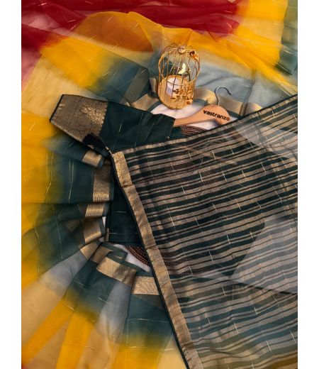 DB543 Beautiful Soft Elegant Printed Celebrity Inspired Saree.(Blouse Unstitched)