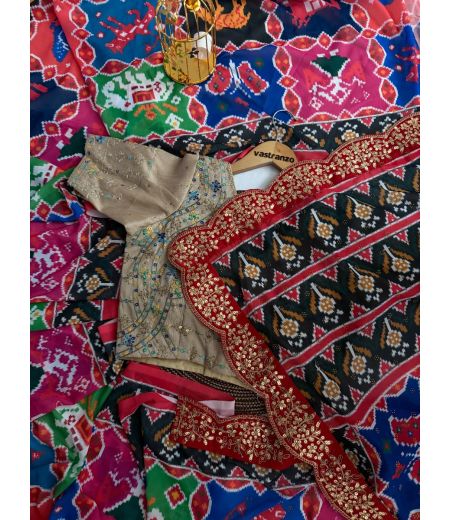 DB545 Beautiful Soft Georgette Patola Printed Siroski Diamond Work Celebrity Inspired Saree.(Blouse Unstitched)