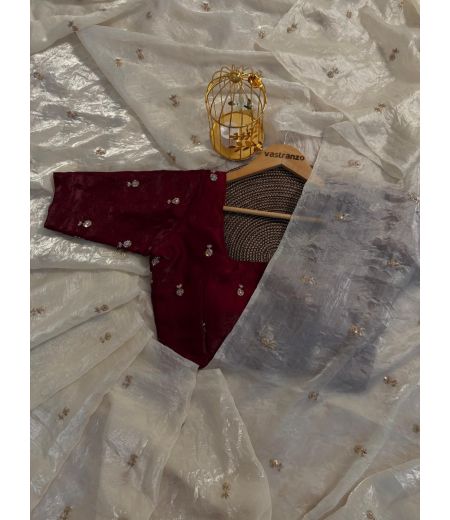 DB03 Beautiful Soft Imported Sattin Dual Shaded Sequence Zari Butti Work Celebrity Inspired Sarees.(Blouse Unstitched)