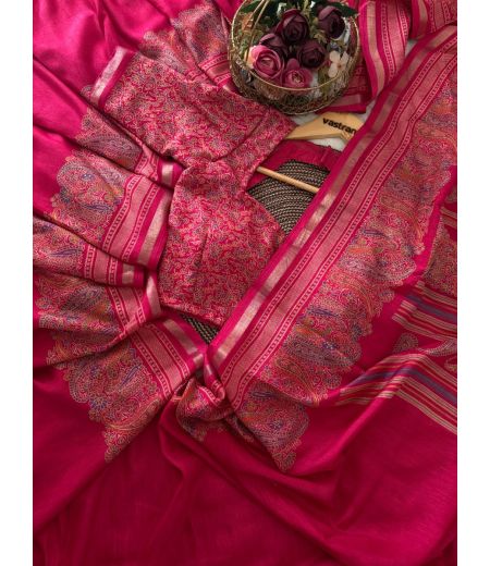 DB06 Beautiful Soft Tussar Kashmiri Printed Celebrity Inspired Sarees.