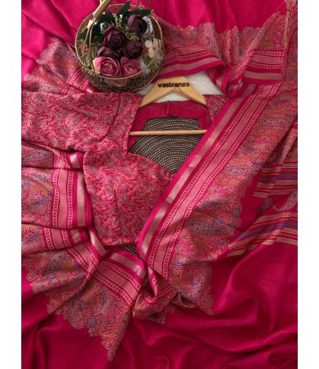 DB06 Beautiful Soft Tussar Kashmiri Printed Celebrity Inspired Sarees.