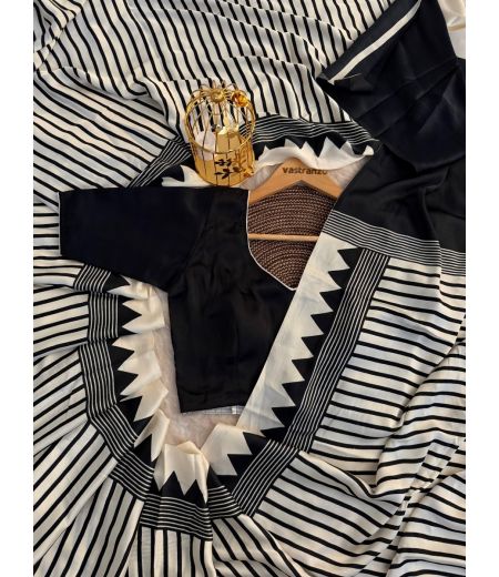 DB101 Beautiful Soft Satin Silk Ajrakh Printed Celebrity Inspired Sarees.(Blouse Unstitched)