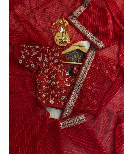 DB99 Beautiful Soft Georgette Bandhani Printed Sequence Work Sarees.(Blouse Unstitched)