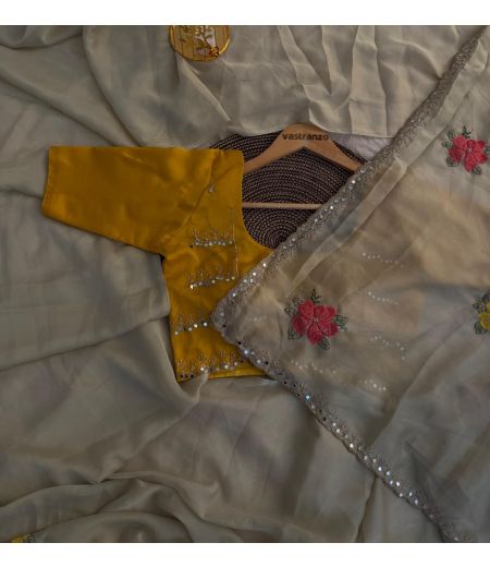 DB91 Beautiful Soft Rangoli Silk Embroidery Mirror Work Celebrity Inspired Saree.(Blouse Unstitched)