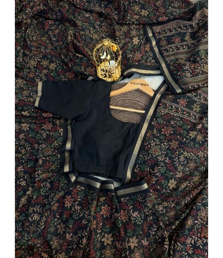 DB88 Beautiful Soft Tussar Kashmiri Printed Celebrity Inspired Sarees.(BLOUSE UNSTITCHED)