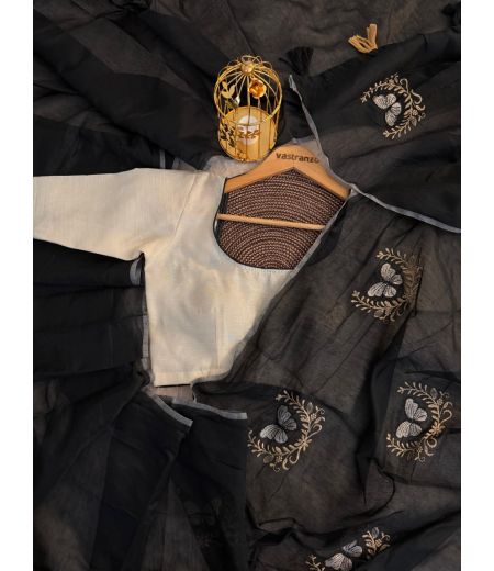 DB84 Beautiful Soft Chanderi Silk Embroidery Work Celebrity Inspired Sarees.