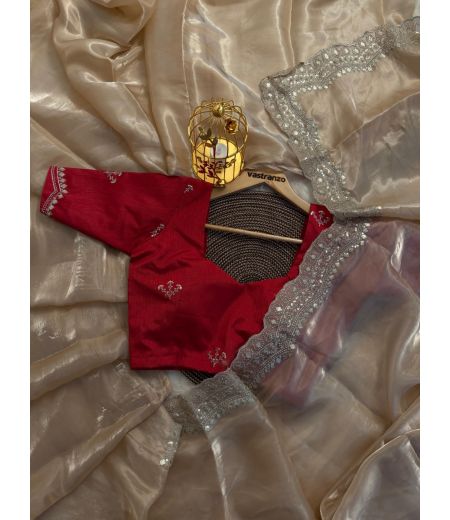 DB79 Beautiful Soft Imported Silk Sequence Thread Work Celebrity Inspired Saree.(Blouse Unstitched)