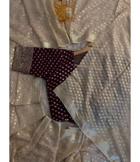 DB73 Beautiful Soft Viscose Georgette Zari Weaving Celebrity Inspired Saree.(Blouse Unstitched)