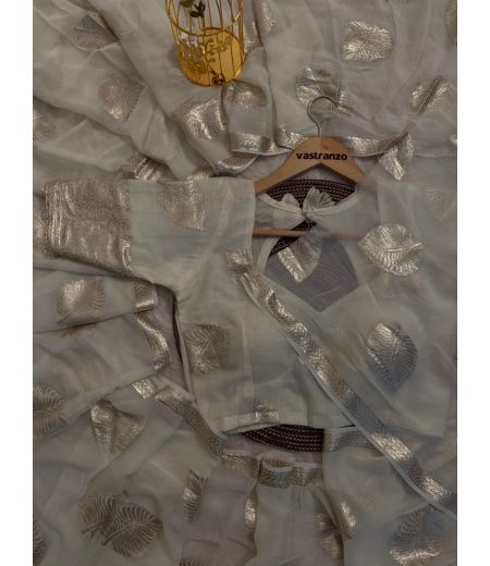 DB70 Beautiful Soft Viscose Georgette Leaf Jacquard Weaving Celebrity Inspired Saree.(Blouse Unstitched)