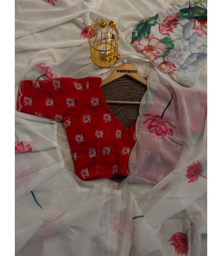 DB49 Beautiful Soft Faux Georgette Floral Printed Handwork Celebrity Inspired Sarees.