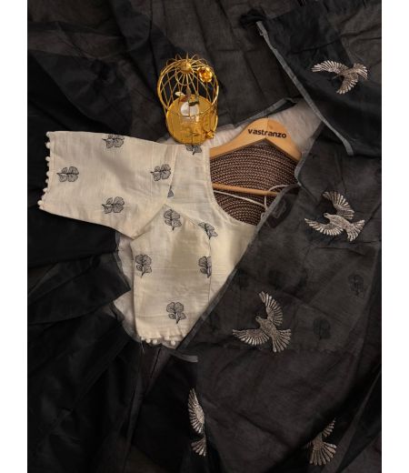 DB46 BeautifulI Soft Chanderi Silk Embroidery Work Celebrity Inspired Saree with Designer Stitched Blouse.