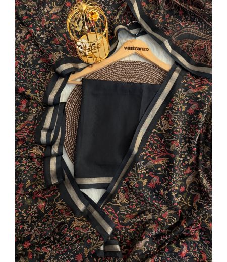 DB34 Beautiful Soft Tussar Kashmiri Printed Saree.