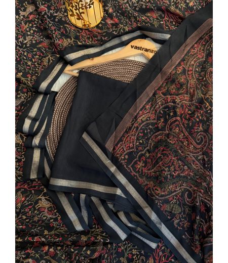 DB34 Beautiful Soft Tussar Kashmiri Printed Saree.