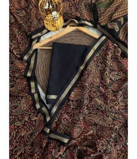 DB32 Beautiful Soft Tussar Kashmiri Printed Sarees.