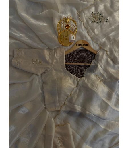 DB31 Beautiful Soft Frandy Satin Silk Handwork Celebrity Inspired Saree.(Blouse Unstitched)