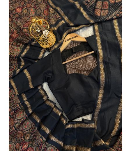 DB18 Beautiful Soft Tussar Kashmiri Printed Celebrity Inspired Sarees.(BLOUSE UNSTITCHED)