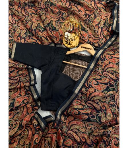 DB19 Beautiful Soft Tussar Kashmiri Printed Celebrity Inspired Sarees.