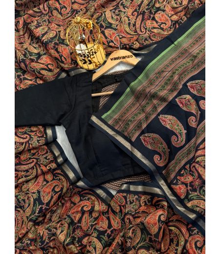 DB19 Beautiful Soft Tussar Kashmiri Printed Celebrity Inspired Sarees.