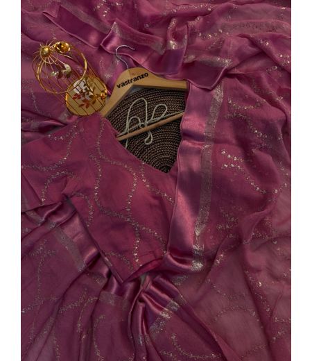 DB13 Beautiful Soft Viscose Sartin Border Jaal Work Celebrity Inspired Saree.(Blouse Unstitched).1