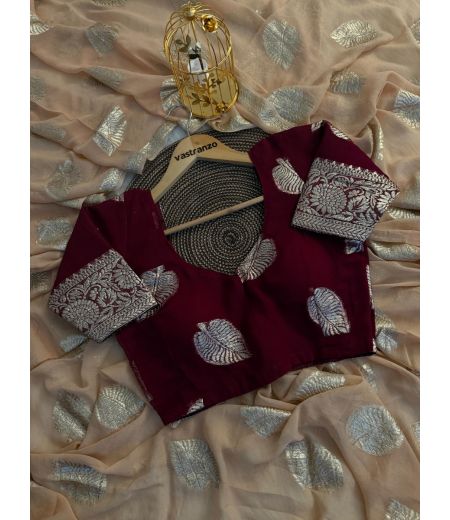 DB11 Beautiful Soft Viscose Georgette Leaf Jacquard Weaving Celebrity Inspired Saree.(Blouse Unstitched)