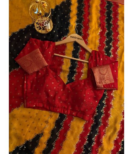 DB202 Beautiful Soft Banarasi Georgette Lehariya Sarees with Zari Weaving Border.